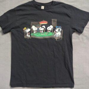Peanuts Snoopy Playing Poker Black T-Shirt